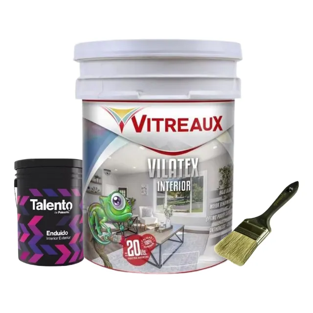 Latex Blanco 10 Litros + Enduido 1 Litro + Pincel + Rodillo