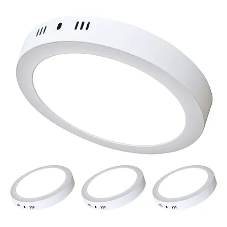 Pack 4 Panel Led Sobrepuesto Redondo 24w Luz Calido 3000k