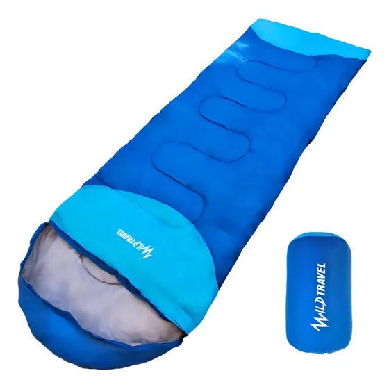 Saco De Dormir Ultra Ligero Wild Travel +5°+25° 1200g Azul Derecho
