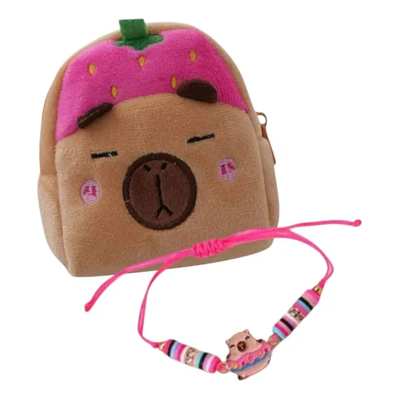 Monedero + Pulsera Pack Set Regalo Para Niña Niño Cumpleaños Fucsia Fresa