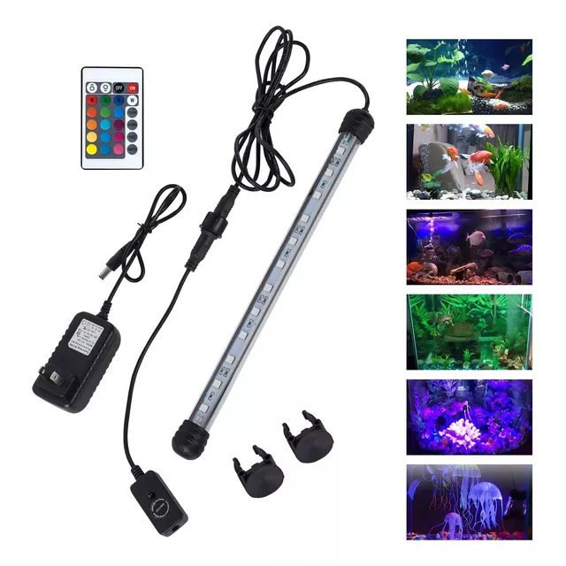 Lámpara Led Rgb De 29cm Para Acuario Zingbabu Con 16 Colores Ip68 Impermeable Ideal Para Pecera Iluminada