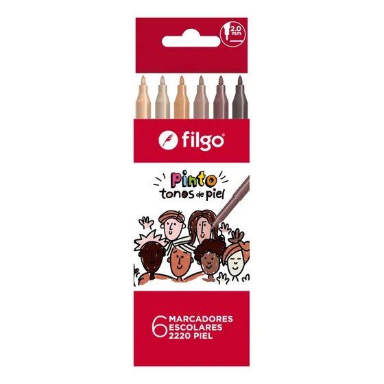 Marcador Escolar Filgo Pinto 2220 Piel X6 Filgo