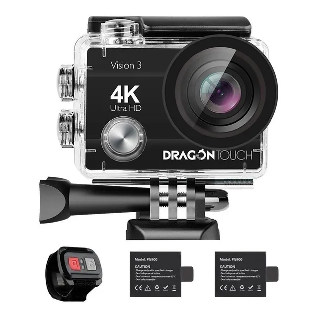 Cámara deportiva Dragon Touch Vision 3 Action Camera 4K20MP Color Negro