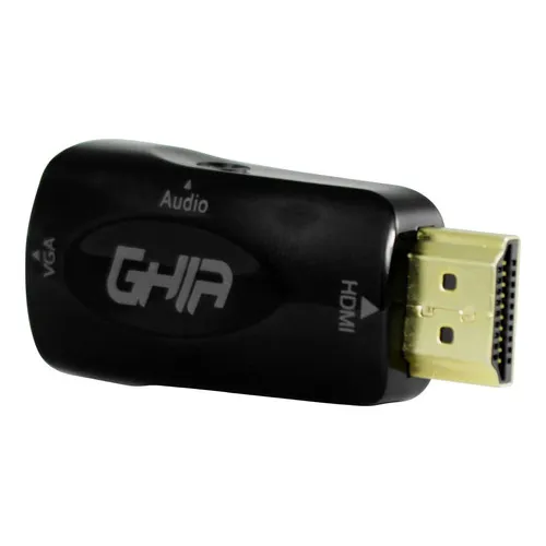 Adaptador Ghia Conversor Video Hdmi Macho A Vga Hembra Con Audio Color Negro Modelo ADAP-1