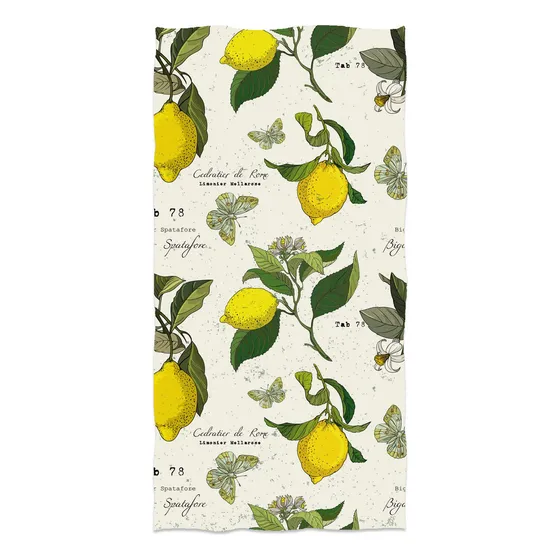 Amarillo Limon Rama Toalla Mano Flor Hoja Mariposa Cara Fina