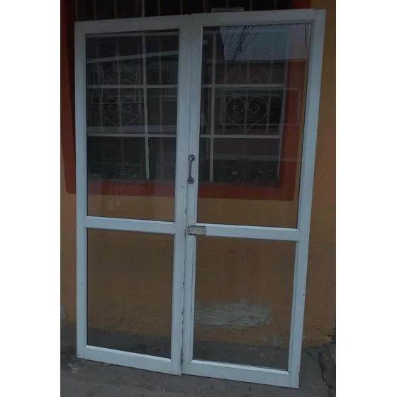 Puerta Doble Hoja Aluminio Y Vidrio Sin Marco 140x209cm