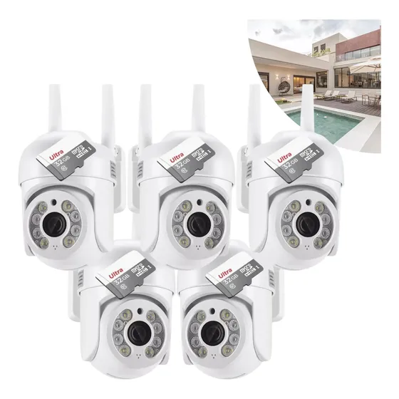 Kit 5 Câmera Wifi Smart Hd Externa + Cartão De Memória