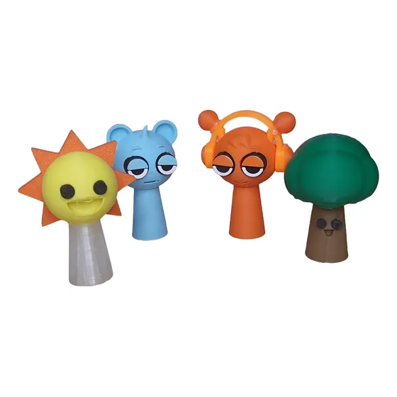 Set X4 Juguetes Muñecos Incredibox Sprunki 3d Giran Cabeza