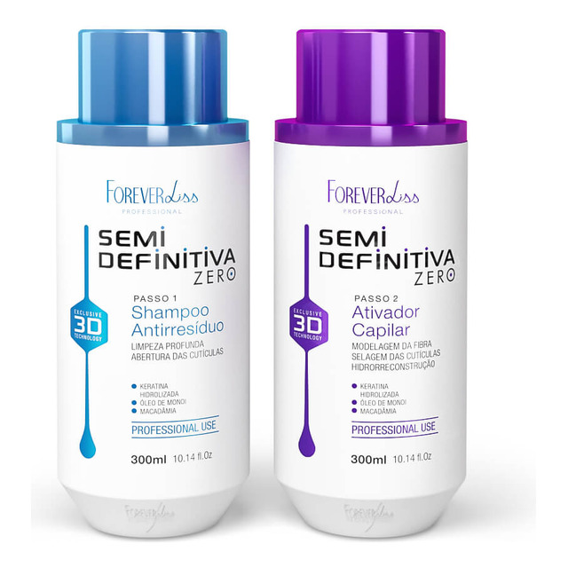 Kit Escova Semi Definitiva Zero 2x300ml Forever Liss Kit Escova Semi Definitiva Zero 2x300ml Forever Liss