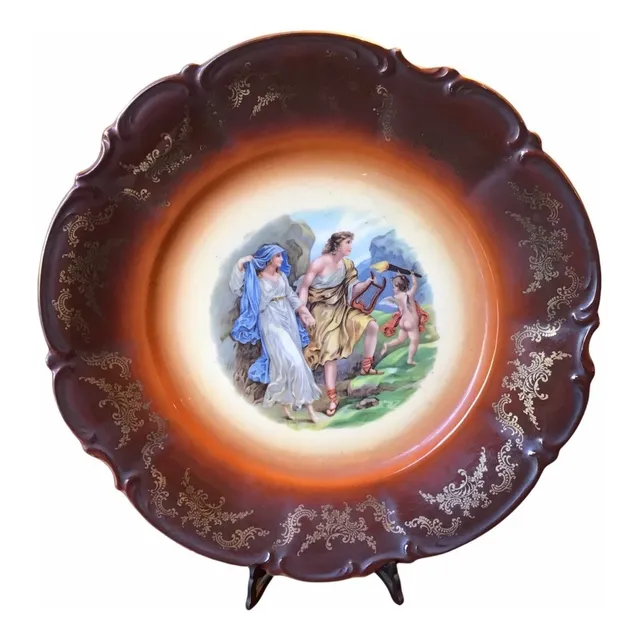 Plato Decorativo Porcelna  Escena Galante Germany Antiguo