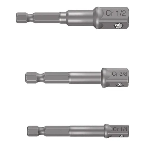 Juego Adaptadores Taladro X 3 Dado 1/4' 3/8' Y 1/2 Truper