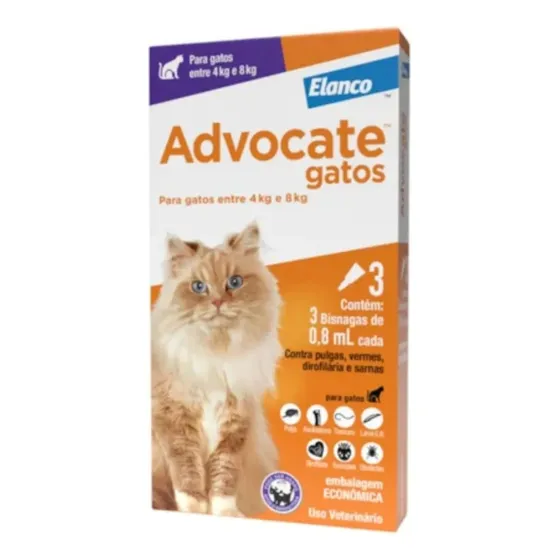 Antipulgas Advocate Para Gatos De 4 A 8 Kg Combo 3 Pipetas
