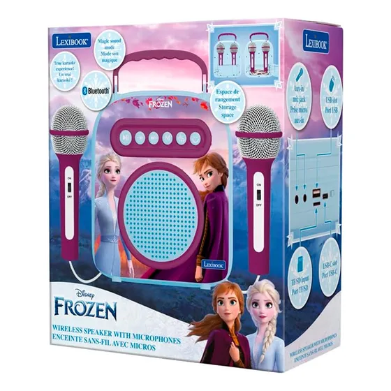 Parlante Inalámbrico 2 Micrófonos Lexibook Frozen Color Celeste