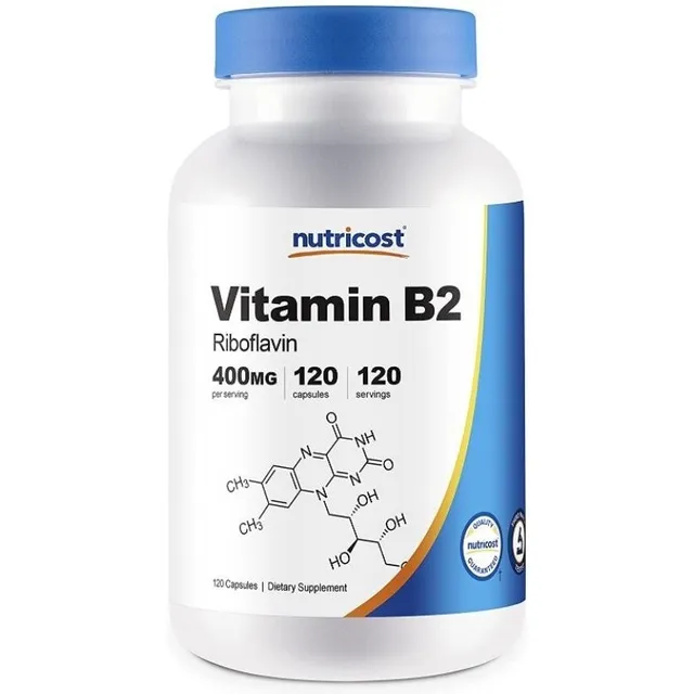 Original Vitamina B2 Nutricost 0.014 Onzas, 120 Cáp