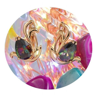 Aretes Pendientes Oro 18k Negro Tornasol Noche Elegancia Aretes Pendientes Oro 18k Negro Tornasol Noche Elegancia