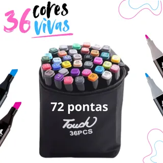 Estojo De Canetinhas 36 Cores Ponta Dupla 72 Pontas Para Colorir Estojo De Canetinhas 36 Cores Ponta Dupla 72 Pontas Para Colorir