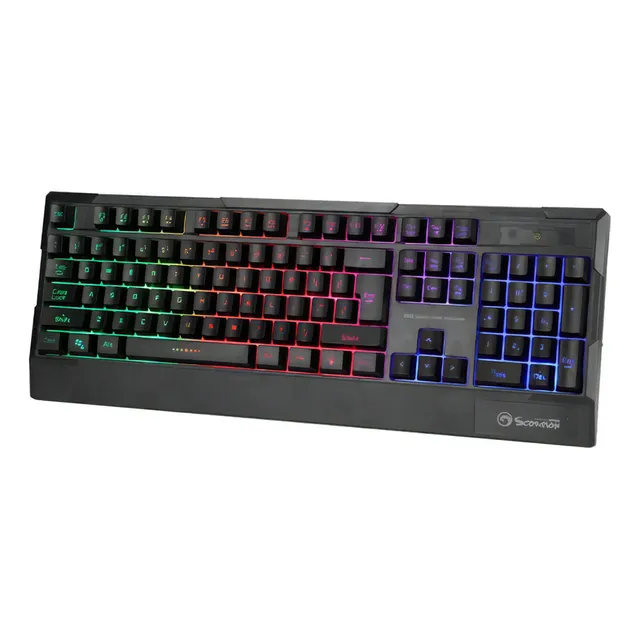 Teclado de membrana Marvo K606 Rainbow RGB para videojuegos