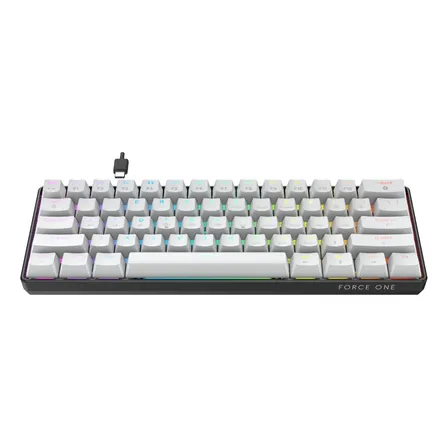 Teclado Mecânico Gamer Force One Atlas 60% Rgb Switch Huano Red Branco