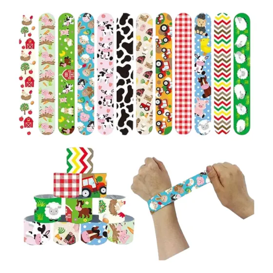 Pack 12 Pulseras Slap Infantil, Sorpresas De Cumpleaños
