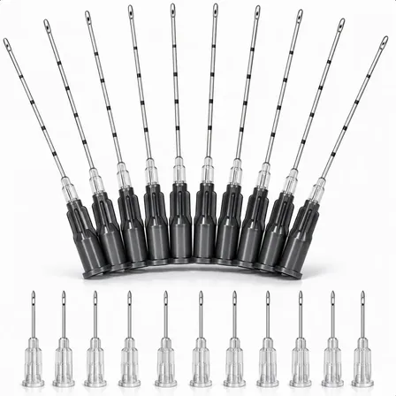 Kit C/ 10 Micro Cânula 22g X 50mm + Agulha Pertuito Maleável