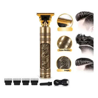 Maquininha Dragon Maquininha Aparador Cabelo Dragon Recarregavel Barba Dourado 12