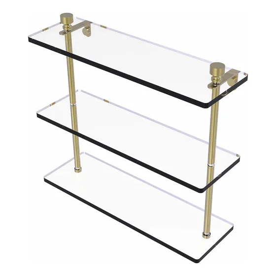 Estante Cristal Triple 16.0 In Laton Satinado
