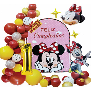 Kit Globos Mimi Minnie Mouse Roja Decoración Cumpleaños Kit Globos Mimi Minnie Mouse Roja Decoración Cumpleaños