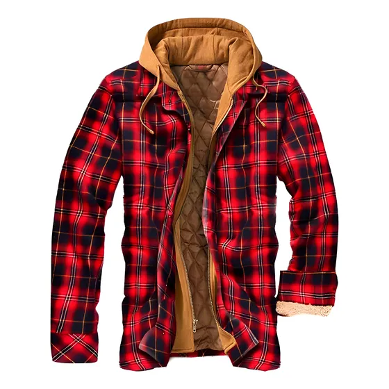 Campera Camisa Abrigo Leñadora Capucha Doble Cierre - El Rey