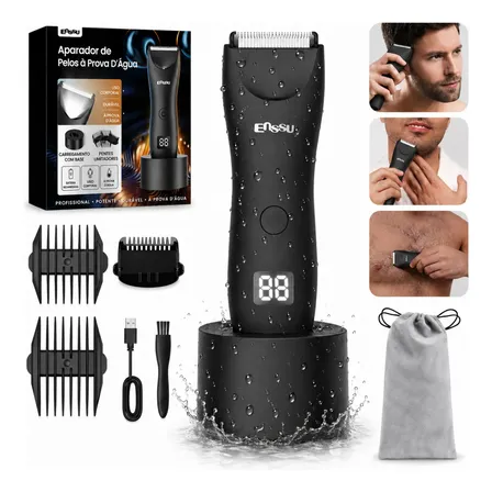 Aparador Corporal Masculino Enssu Base Usb Lâmina Cerâmica Preto 127/220v
