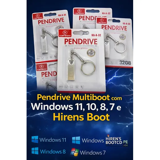 Pendrive Bootável Metal Wind 11/10/8/7+office+hirens Boot