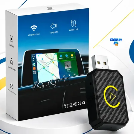 Adaptador Carplay Sem Fio Android Auto 2 Em 1 Usb Usb-c Wireless Plug play Automático Car play Smart Wireless AI Box Crowley