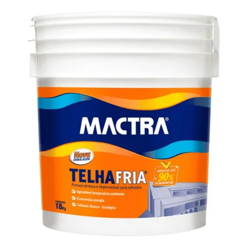 Tinta Térmica Isolante e Impermeavel Para Telha Mactra Telha Fria 18 Kg Branco