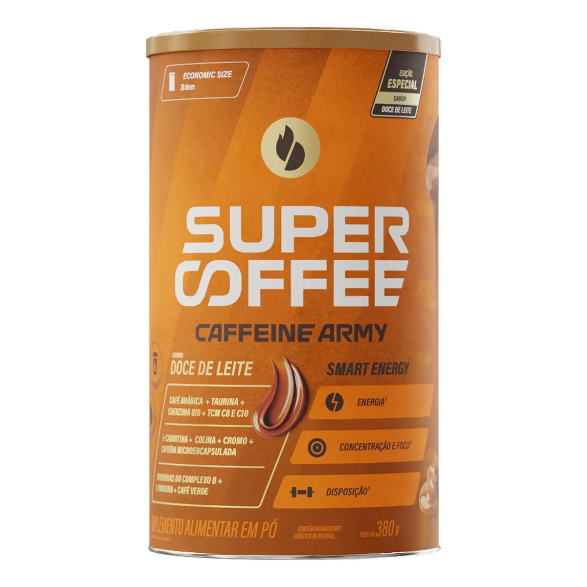 Cafeína Caffeine Army Supercoffee Classic Size em pó sabor Doce de leite x 380g