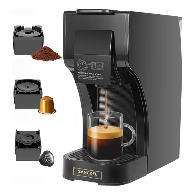 SANGKEE Cafetera Cápsulas Espresso Multiuso 3 En 1, Compatible Con Cápsulas Dolce Gusto Y Nespresso Y Café Molido, 20 Bar Frío Y Caliente, 8 Niveles De Agua Para Expresso Capuchino Y Latte,1350w