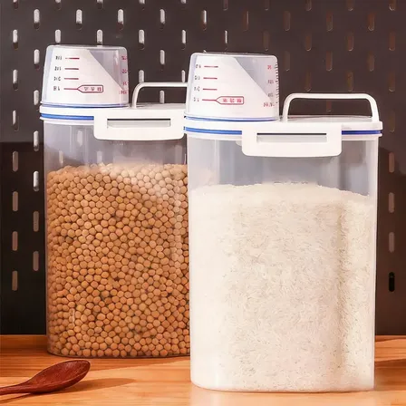 Pote Hermético C/ Copo Medidor Para Mantimentos,2pcs - Luxo Transparent