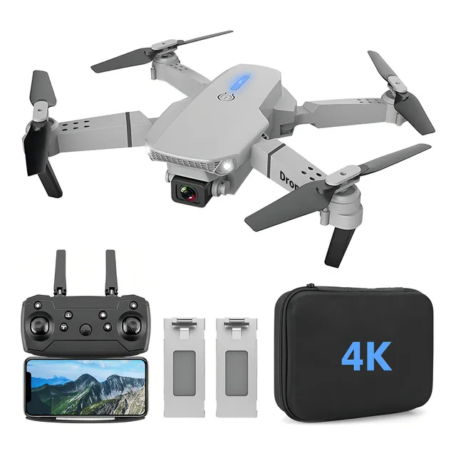 Drone Mini Con Cámara Dual Ourlife AK Air2 Gris Control Remoto Vía App Con 2 Baterías Light Moo