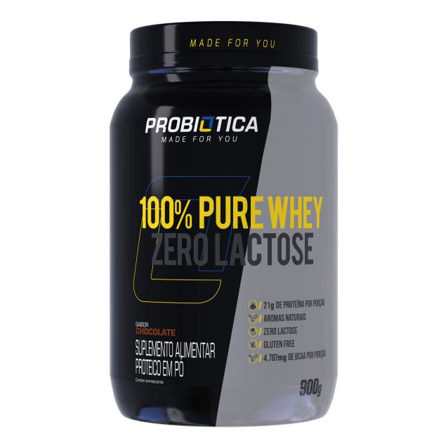 100% Pure Whey Zero Lactose 900 G - Probiótica Sabor Chocolate 100% Pure Whey Zero Lactose 900 G - Probiótica Sabor Chocolate