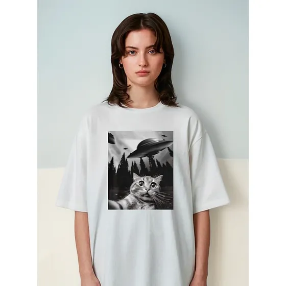 Remera Gato Gatito Alien Cat Personalizada Aesthetic Unisex