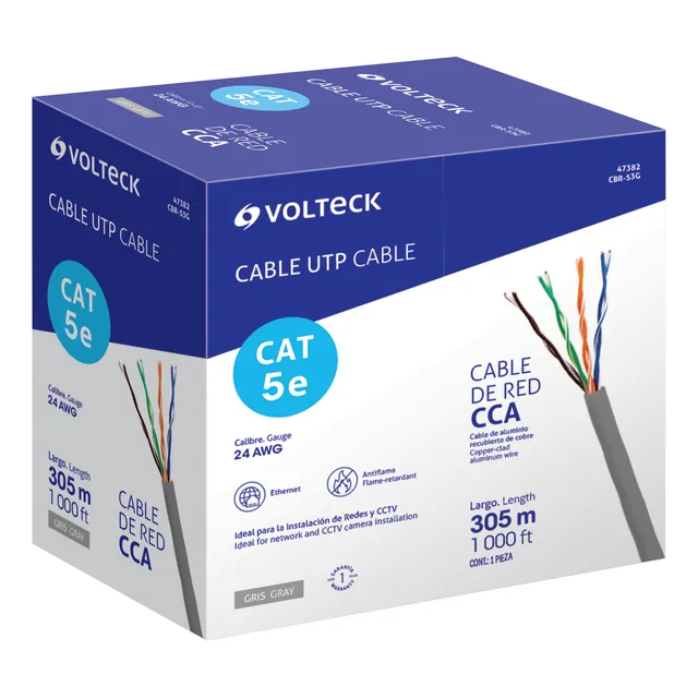 Cable Utp Cat5e Bobina 305 M Gris Volteck 47382