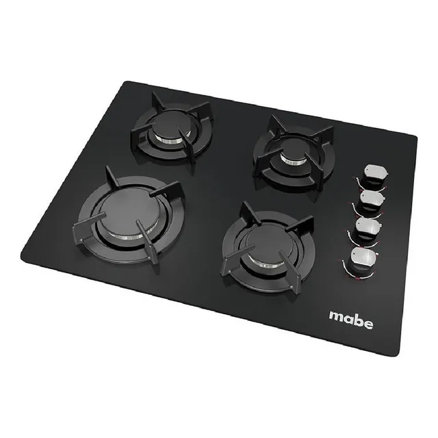 Estufa De Empotrar A Gas Mabe Diseño CMG6044V0 Vidrio Templado Negro 110V