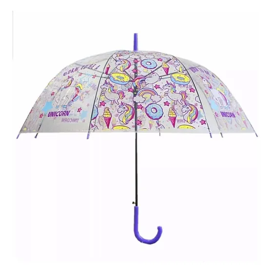 Paraguas Infantil Honguito Transparente Unicornio 4 Colores