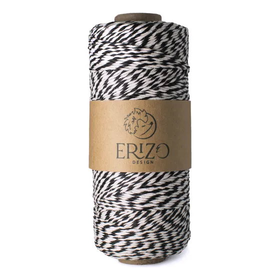 Rollo De Hilo Algodon Bicolor Negro Estilo Baker Twine 250gr