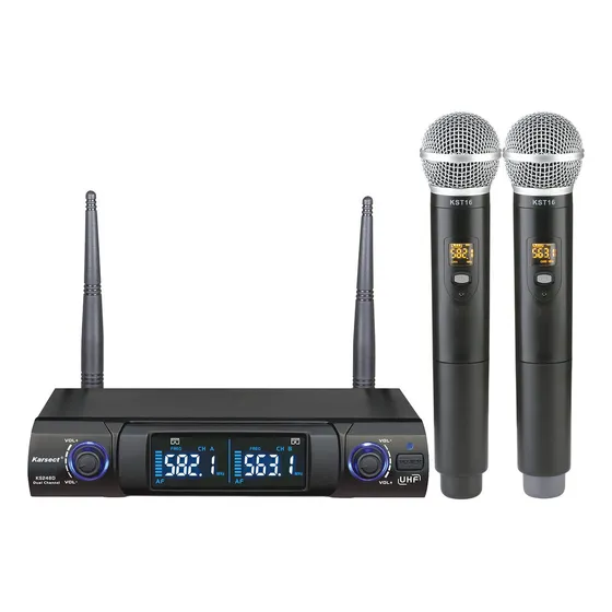 Microfone Sem Fio Karsect Ks248dm Duplo Mão Uhf 96 Freq Cor Preto