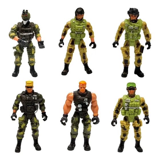 6 Boneco Action Figure Soldado Militar Comando Tropa Elite