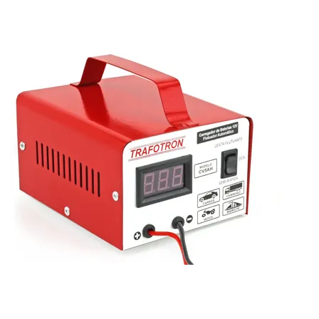 Carregador De Bateria Automotivo Para Baterias 12v Até 300a , Carro E Moto, Carga Lenta E Semirrápida, Com Voltímetro Digital, Flutuante, Cv5ah, Trafotron