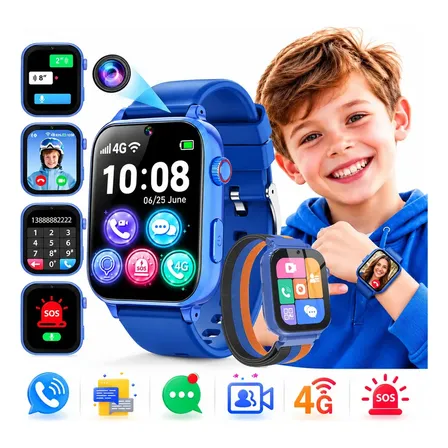 Smartwatch Infantil CUCO BLUE Relógio Inteligente A22 Azul 4G GPS Videochamada SOS Compatível com Nano SIM Wi-Fi Câmera Localização