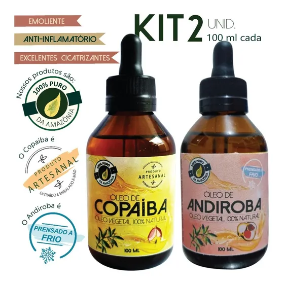 Óleo De Copaíba E Andiroba Da Amazônia 100% Puro / 100 Ml
