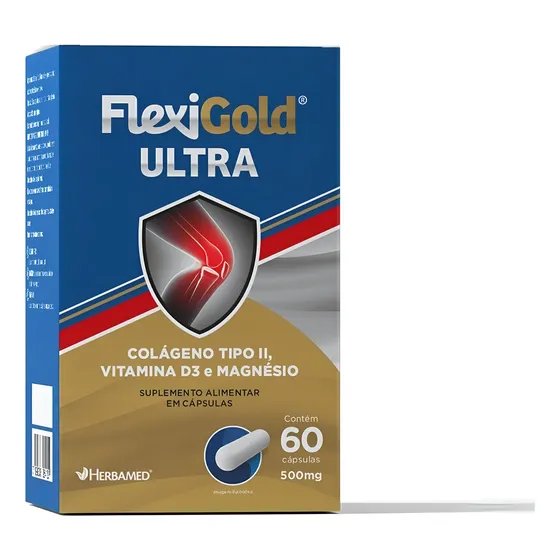 Flexigold Ultra 60 Caps 500mg Colágeno Tipo 2 - Herbamed