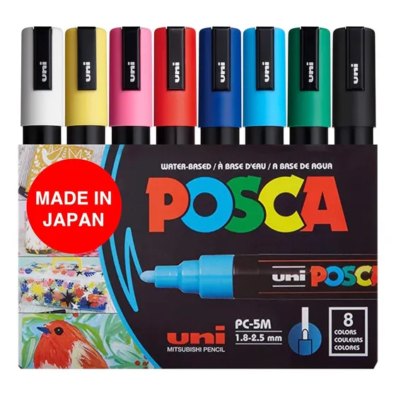 Marcadores Posca 8 Colores Primarios Pc-5m 1.8-2.5mm