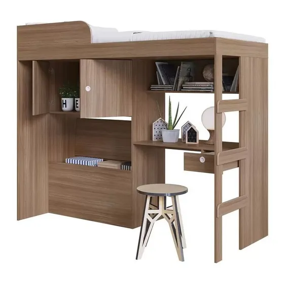 Cama Repisa Multifuncional Alta Escritorio Placar Y Baul